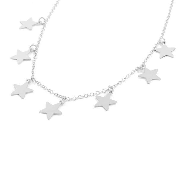 Collar Plata de Ley Estrellas Brillo