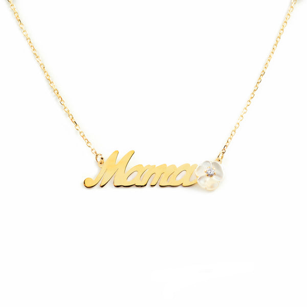 Collana Donna Madreperla Mama Fiori Zircone Oro Giallo 9K Brillante