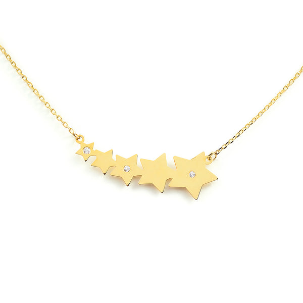 Collana Donna Stelle Zircone Oro Giallo 9K Brillante