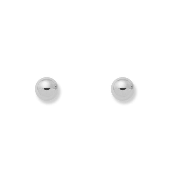 Pendientes Plata de Ley Bola Redondo Brillo 4 mm