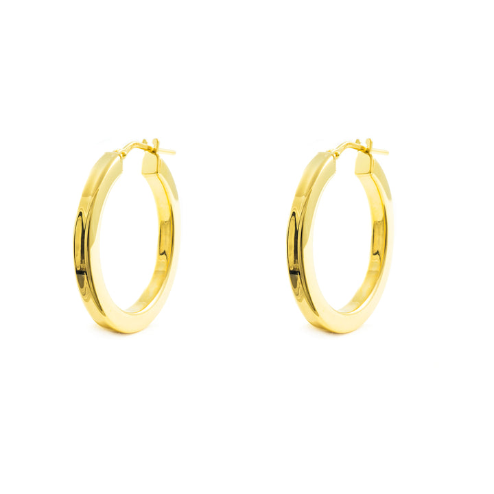 Pendientes Plata Aros dorados cuadrados Lisos 26x3 mm
