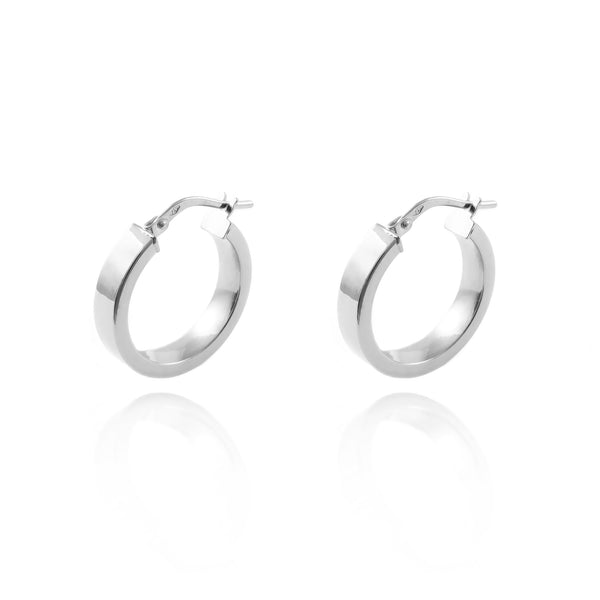 Ohrringe Rechteckige Hoop Creolen 21x4 mm 925 Sterling Silber Glanz
