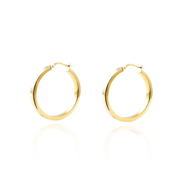 Ohrringe Rechteckige Hoop Creolen 25x4 mm 925 Sterling Silber Glanz