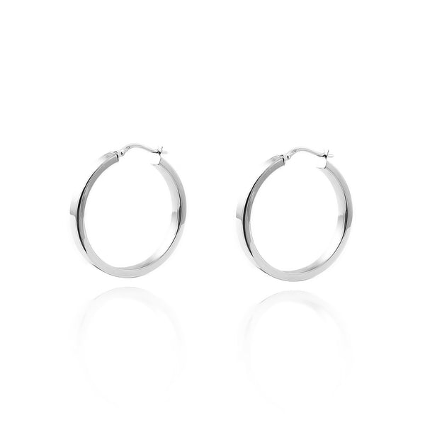 Ohrringe Rechteckige Hoop Creolen 25x4 mm 925 Sterling Silber Glanz