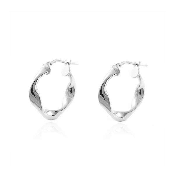 Ohrringe Verdrehter Hoop Creolen 21x4 mm 925 Sterling Silber Glanz