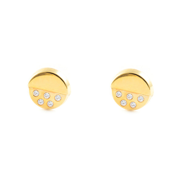 Pendientes Bebe-Niña Oro Amarillo 9K Redondo Circonitas Brillo