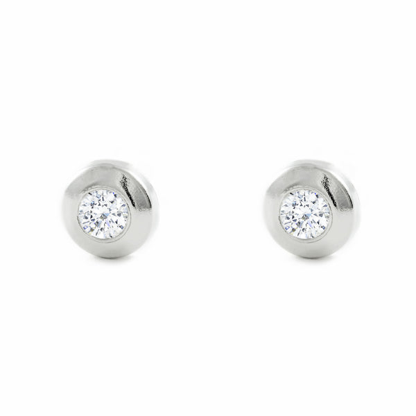 Orecchini ragazza Rotondo Zircone Argento Sterling 925 brillante