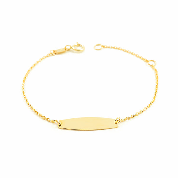 Bracciale Ragazza Oro Giallo 9K Personalizzata Schiava Brillante 14 cm