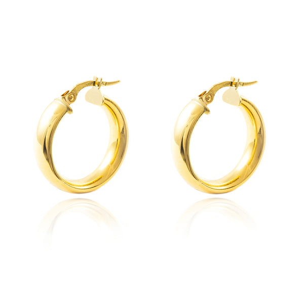 Pendientes Oro Amarillo 18K Aros Media Caña Brillo 20 x 6 mm