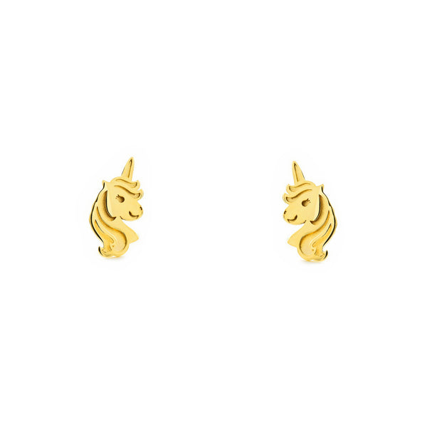 Orecchini bambini ragazza Unicorno Oro Giallo 9K