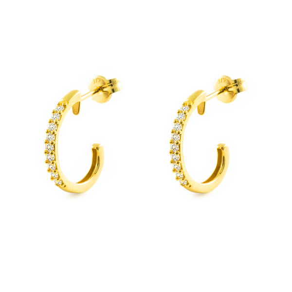 Orecchini per donna Mezzo cerchio Zircone Oro Giallo 9K