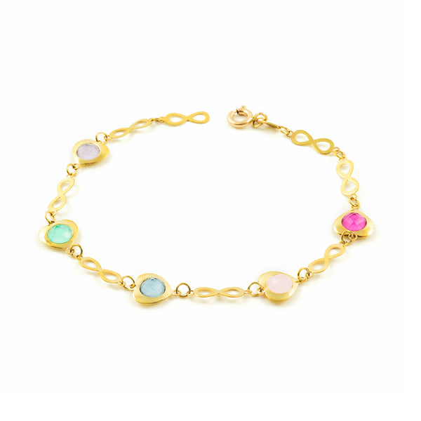 Bracciale Donna Oro Giallo 9K Brillanti Multicolore Infiniti 20 cm