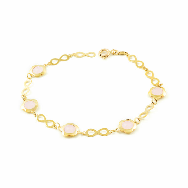 Bracciale Donna Oro Giallo 9K Infiniti Rosa Brillanti 20 cm