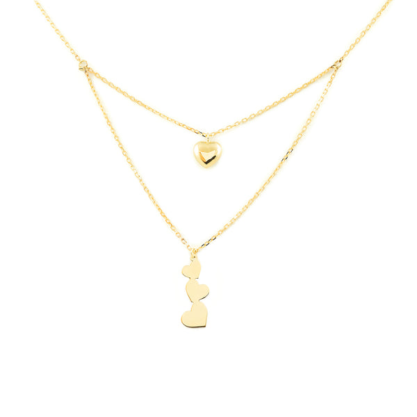 Collana Donna Cuori Oro Giallo 9K Brillante