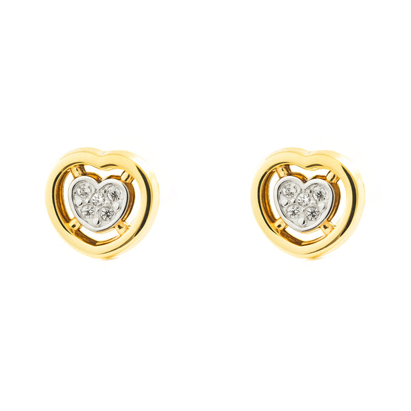 Orecchini ragazza Cuore Zircone Bicolore 9K