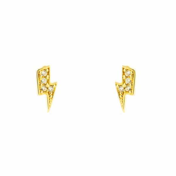 Pendientes Mujer-Niña Oro Amarillo 9K Rayo Circonita Texturado