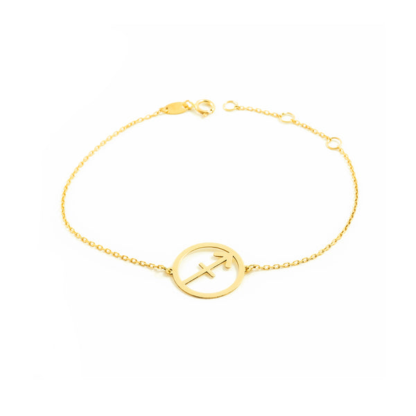 Bracciale Donna Ragazza Oro Giallo 9K Oroscopo Sagittario Brillante 18 cm