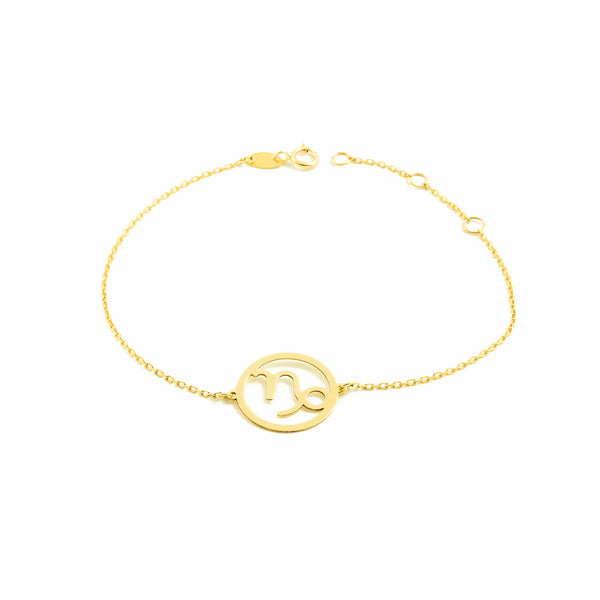 Bracciale Donna Ragazza Oro Giallo 9K Oroscopo Capricorno Brillante 18 cm