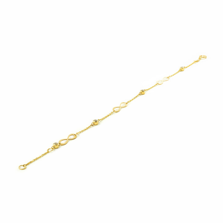 Pulsera Oro Amarillo infinitos y circonita 3 mm (9kts)
