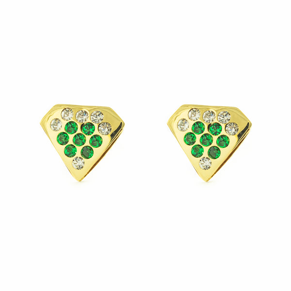 Orecchini ragazza donna Diamante Smeraldo Oro Giallo 9K