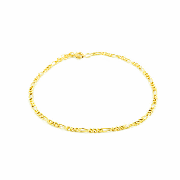 Bracciale Donna Oro Giallo 18K Figaro 3X1 19 cm
