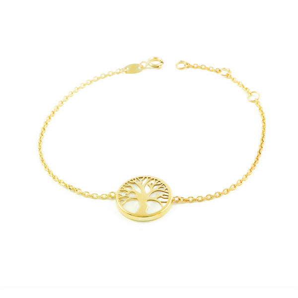 Bracciale Ragazza Oro Giallo 9K Personalizzata Albero della Vita Brillante 18 cm