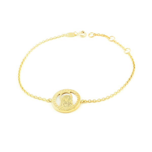 Bracciale Ragazza Oro Giallo 9K Personalizzata Vergine Bambina Brillante 18 cm