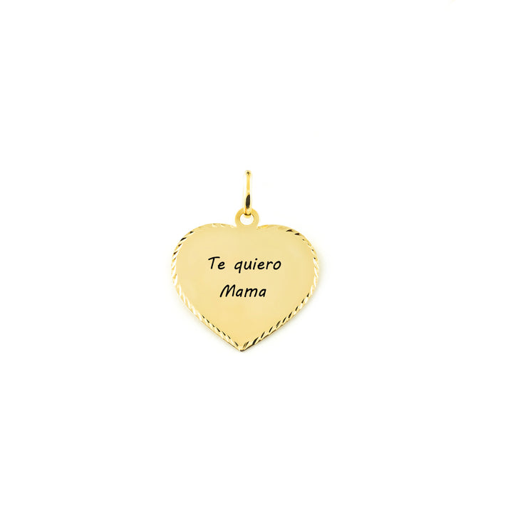 Colgante Oro corazón brillo grabado (9kts)