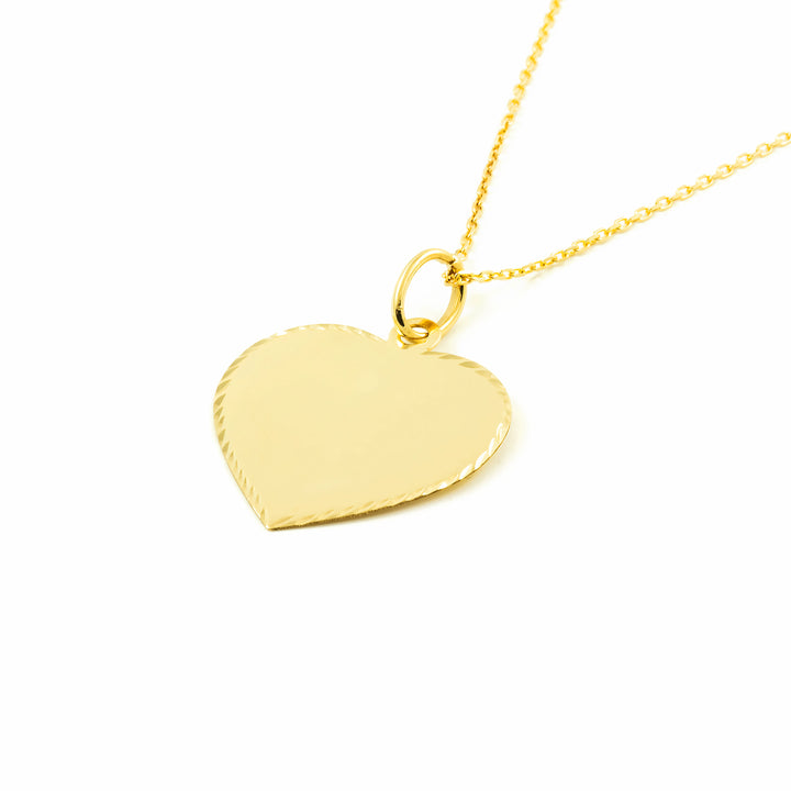 Colgante Oro corazón brillo grabado (9kts)