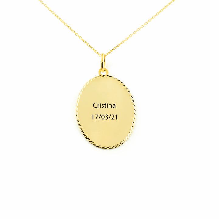 Colgante Oro oval 31x22 brillo grabado (9kts)