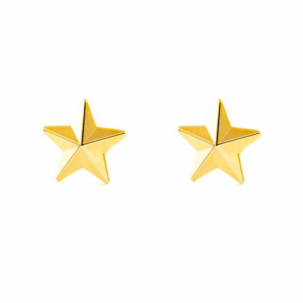 Pendientes Mujer-Niña Oro Amarillo 9K Estrella Brillo