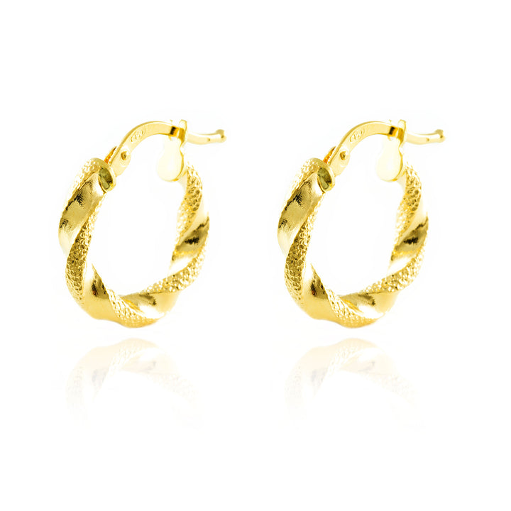 Pendientes Mujer Oro aros reliados brillo y texturado 16(11)x3 mm