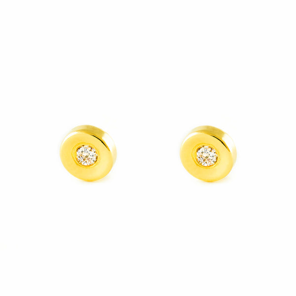 Orecchini bambini Rotondo Zircone Oro Giallo 18K