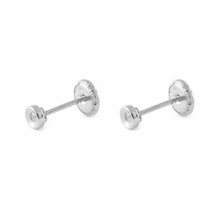 Pendientes Bebe Oro Blanco Redondo