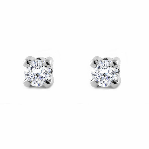 Orecchini ragazza donna Zircone 5 mm Oro Bianco 9K