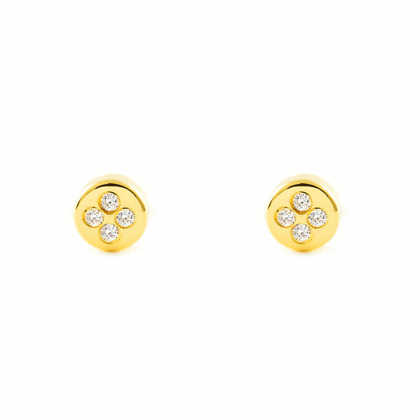 Orecchini bambini Rotondo Zircone Oro Giallo 18K