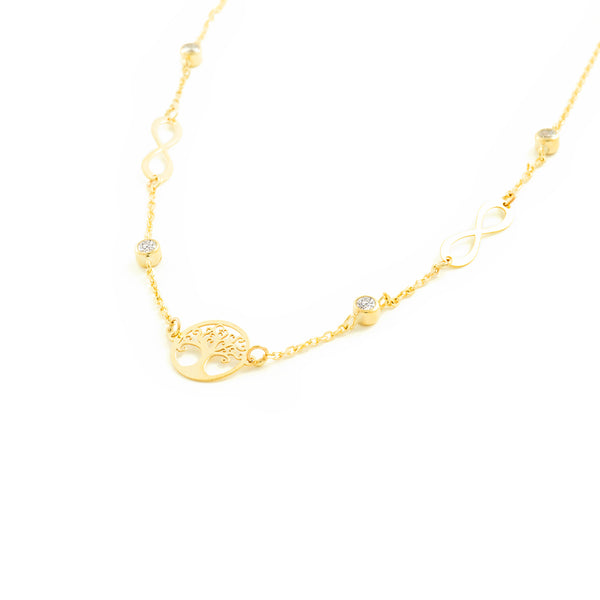 Collana Donna Albero della Vita Zircone Oro Giallo 9K Brillante