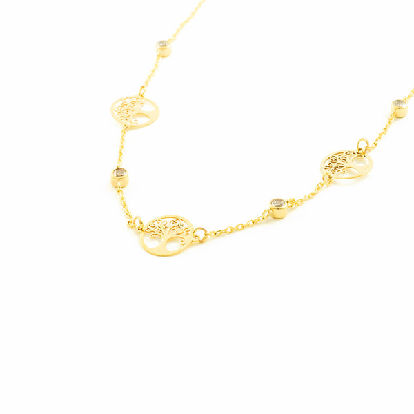 Collana Donna Albero della Vita Zircone Oro Giallo 9K Brillante