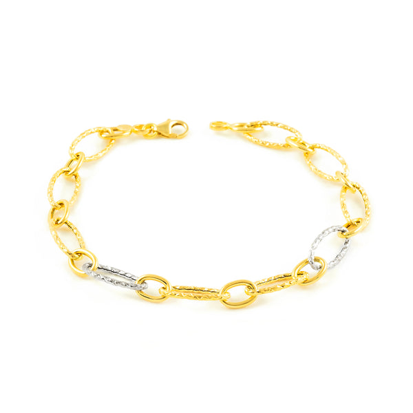 Bracciale Donna Oro Bicolore 18K Fantasia 20 cm