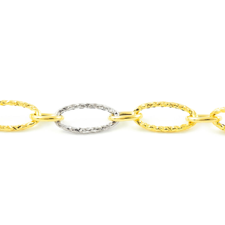 Pulsera Bicolor para mujer Eslabón oval Texturado