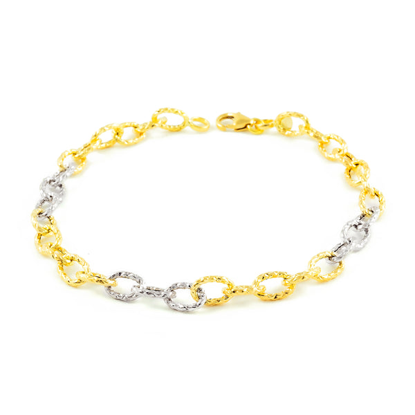 Bracciale Donna Oro Bicolore 18K Fantasia Texture 19 cm