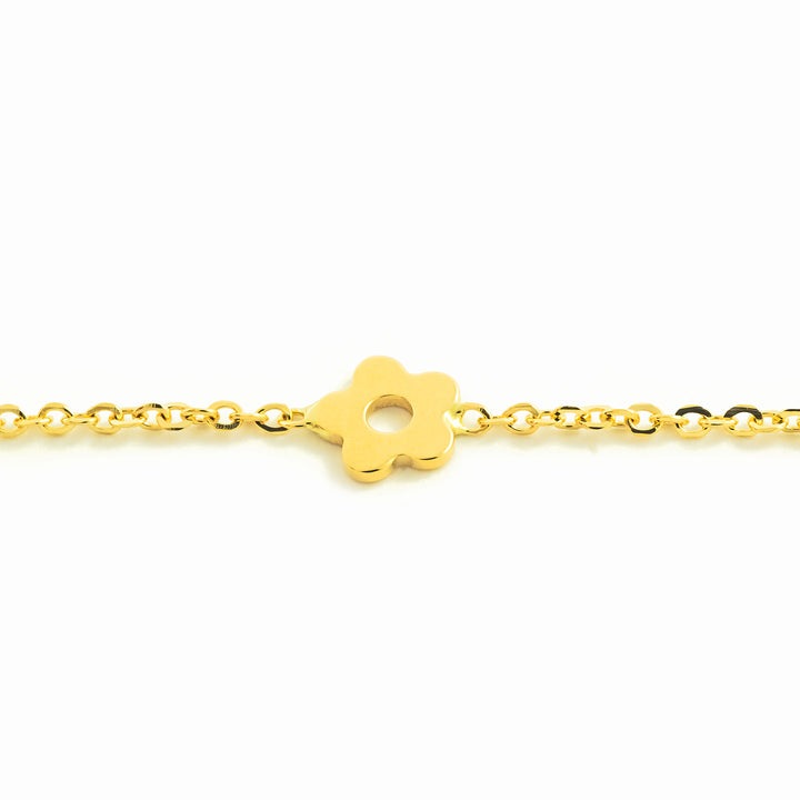 Pulsera oro amarillo margaritas caladas lisas en brillo