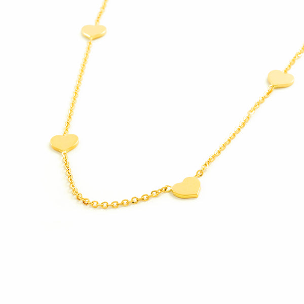 Collana Donna Cuori Oro Giallo 18K Brillante