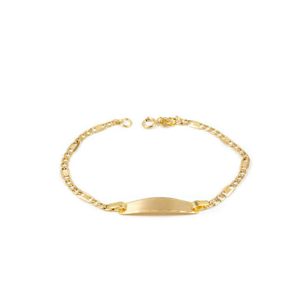 Bracciale Bebè Bambini ragazza Oro Giallo 9K Personalizzata Schiava Figaro 3X1 Opaca Brillante 12 cm