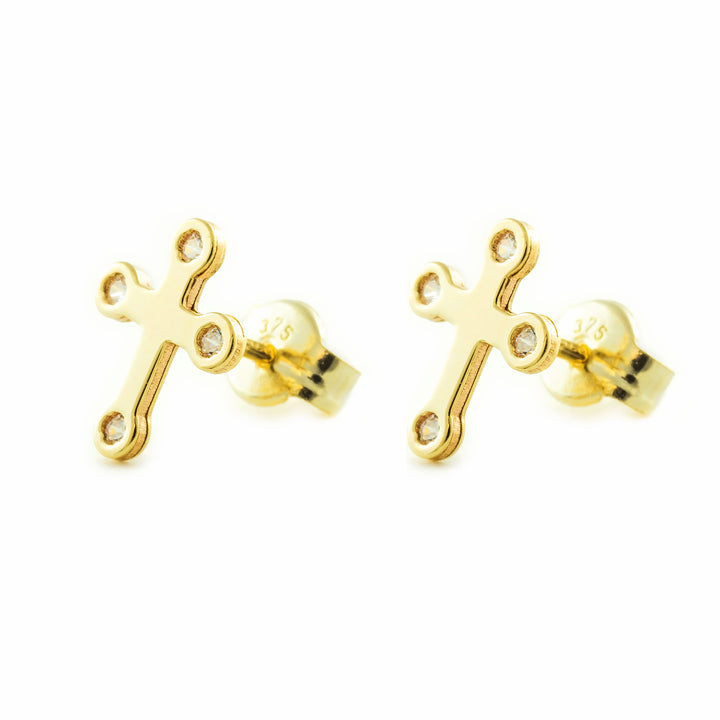 Pendientes Mujer/Niña Oro 9k Cruz Circonita