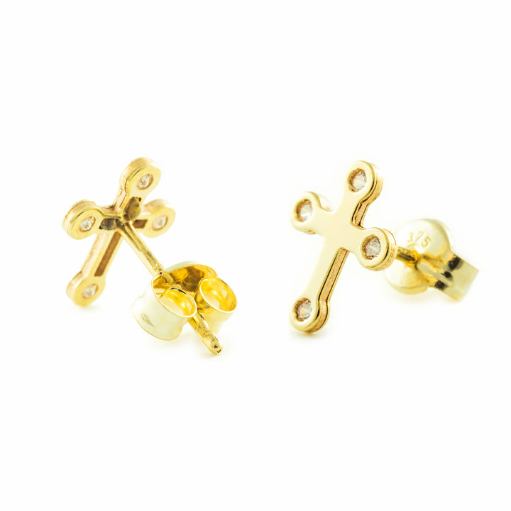 Pendientes Mujer/Niña Oro 9k Cruz Circonita