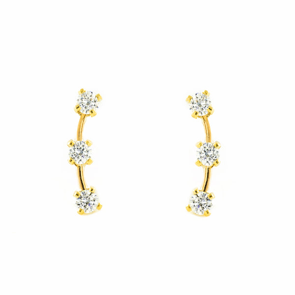Pendientes Mujer-Niña Oro Amarillo 9K Trepador Circonita Brillo