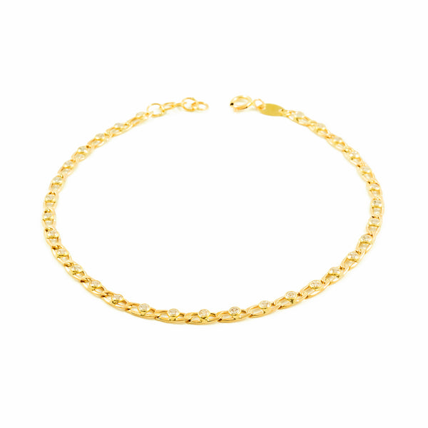 Bracciale Donna Oro Giallo 9K Bilbao Zirconi Brillanti 20 cm