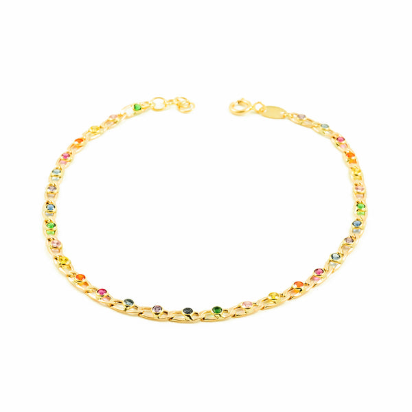 Bracciale Donna Oro Giallo 9K Bilbao Zirconi Color Brillante 20 cm