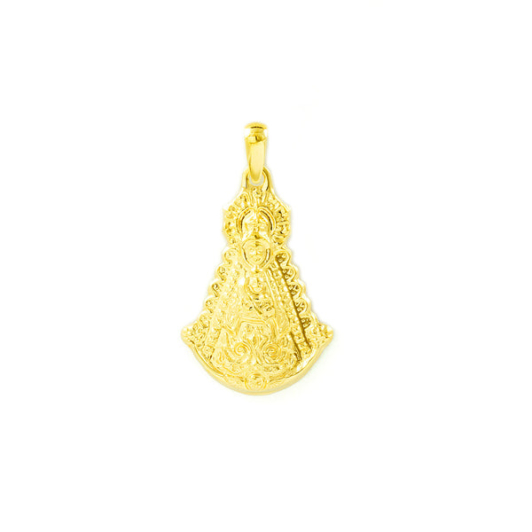 Medalla Oro Amarillo 18K Mediana Virgen del Rocío Brillo 24 x 16 mm